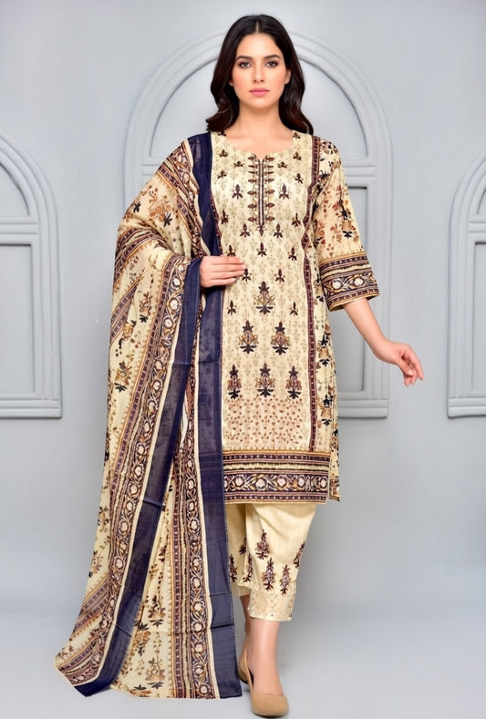 Naj Noor E Azal Embroidered Lawn Collection – 3 PCS Unstitched Suit