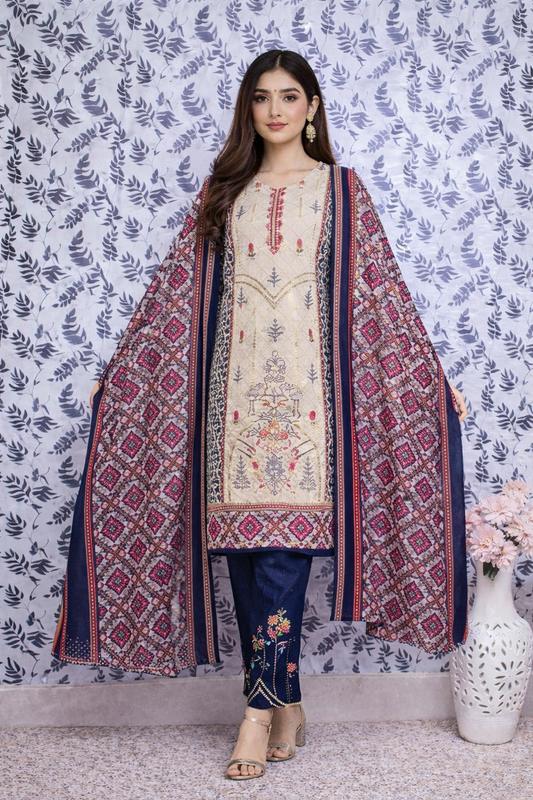Naj Noor E Azal Embroidered Lawn D-985-B – 3 PCS Unstitched Suit