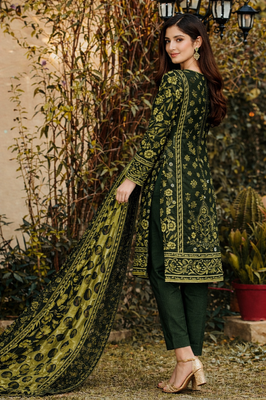 Bin Saeed Premium Lawn Collection – 3 Piece Unstitched Digital Printed Suit (D-7297A)