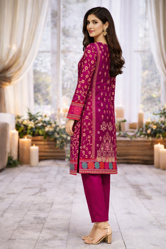 Bin Saeed Premium Lawn Collection – 3 Piece Unstitched Digital Printed Suit (D-7303B)