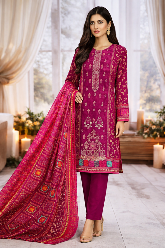 Bin Saeed Premium Lawn  D-7303B – 3 PCS Unstitched Suit