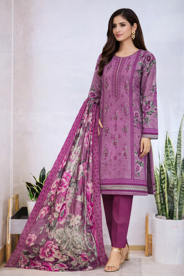 Bin Saeed Premium Lawn Collection D-7313A – 3 PCS Unstitched Suit