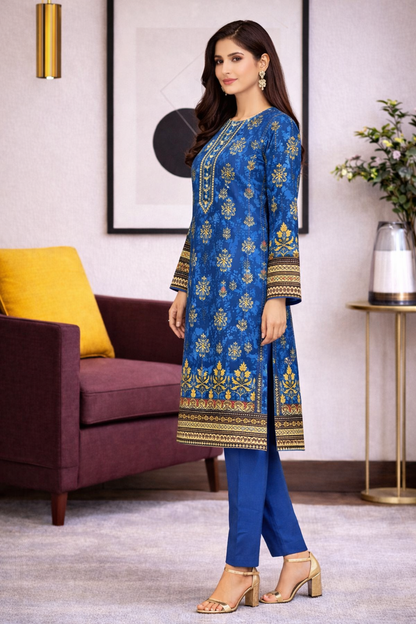 Bin Saeed Premium Lawn Collection – 3 Piece Unstitched Digital Printed Suit (D-7322B)
