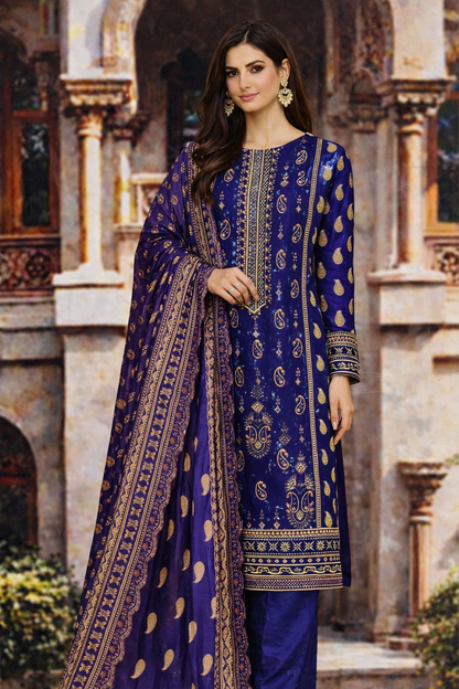 Bin Saeed Cotton Premium Collection D-7336B – 3 PCS Unstitched Suit