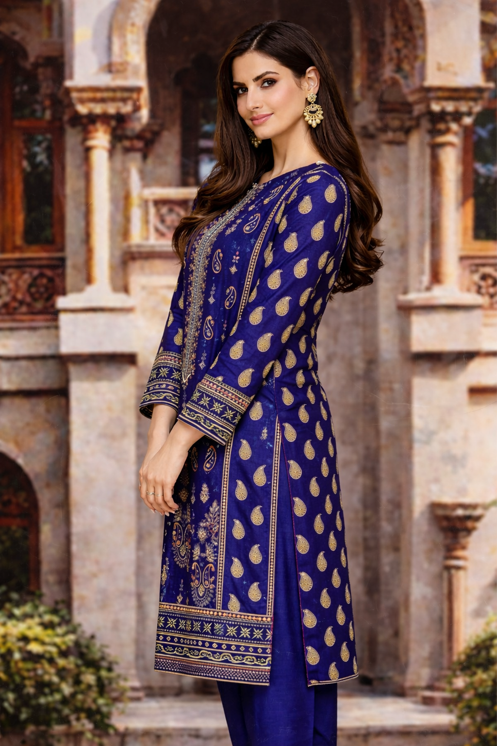 Bin Saeed Cotton Premium Collection D-7336B – 3 PCS Unstitched Suit