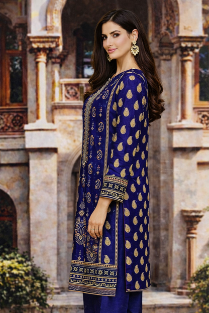 Bin Saeed Cotton Premium Collection – 3 Piece Unstitched Digital Printed Suit (D-7336B)