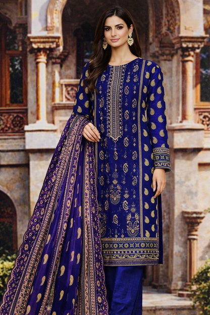 Bin Saeed Cotton Premium Collection – 3 Piece Unstitched Digital Printed Suit (D-7336B)