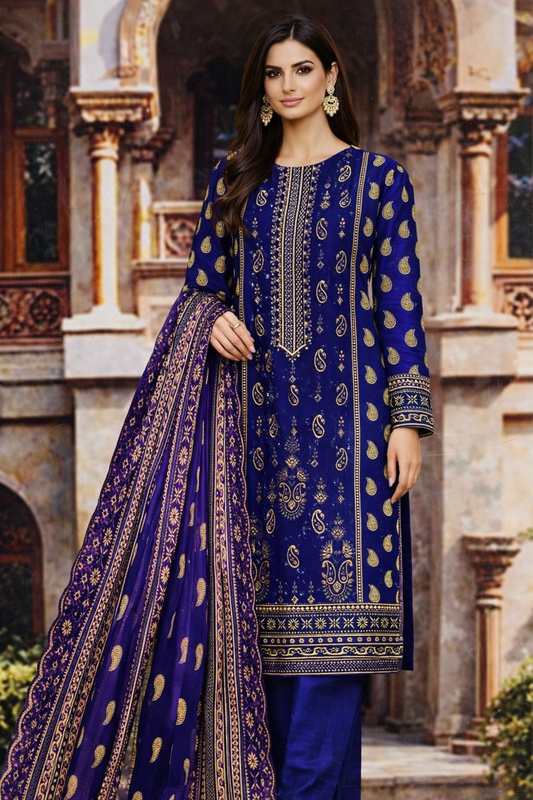 Bin Saeed Cotton Premium Collection – 3 Piece Unstitched Digital Printed Suit (D-7336B)