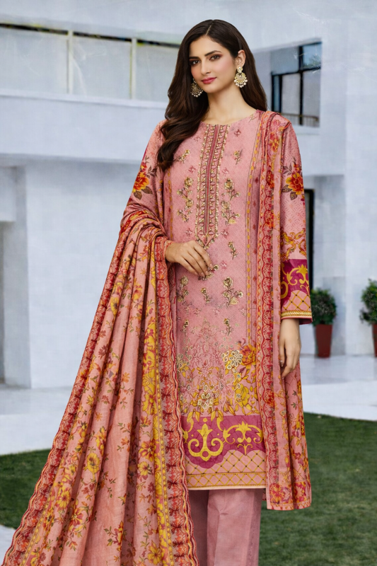 Bin Saeed Premium Cotton Three-Piece Suit – Digital Printed