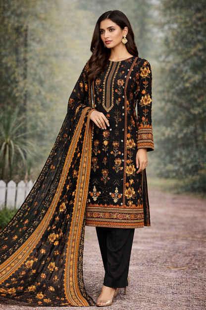 Bin Saeed Lawn Premium Collection – Three-Piece Suit