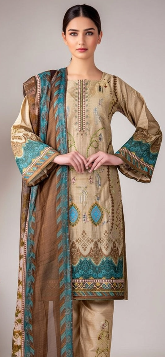 Naj Noor E Azal Embroidered Lawn – 3 PCS Unstitched Suit  (D-8647-B)